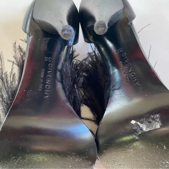 GIVENCHY Runaway Black Feathers Ankle Straps Heel sandals SZ 6/36 - Picture 13 of 13